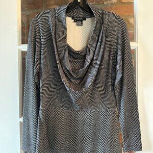 ETCETERA NWT Black and Gray Cowl Neck Top Size S